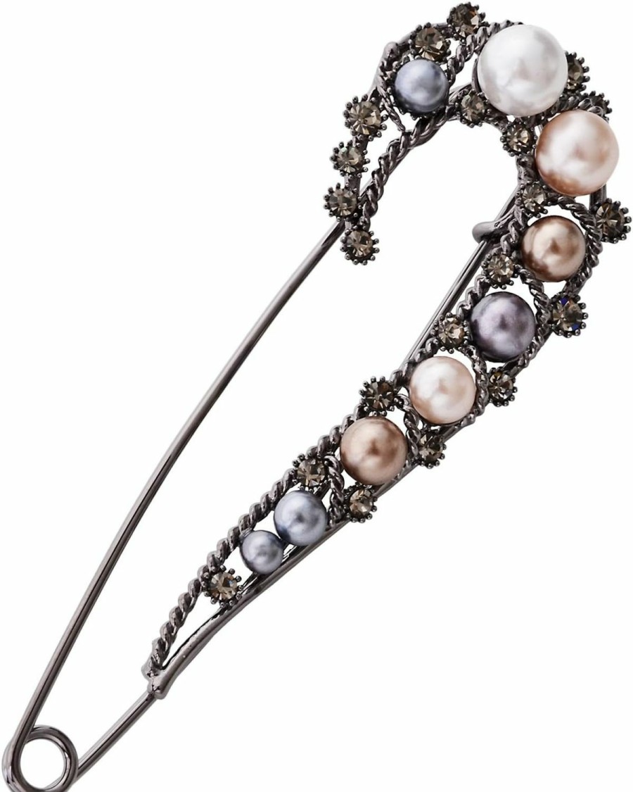 YYBONNIE Retro 4.2\" Crystal Pearl Large Safety Pin Brooch For Women'S Skirt Cardigan Hat Scarf Scottish Kilt Pin Jewelry Hot