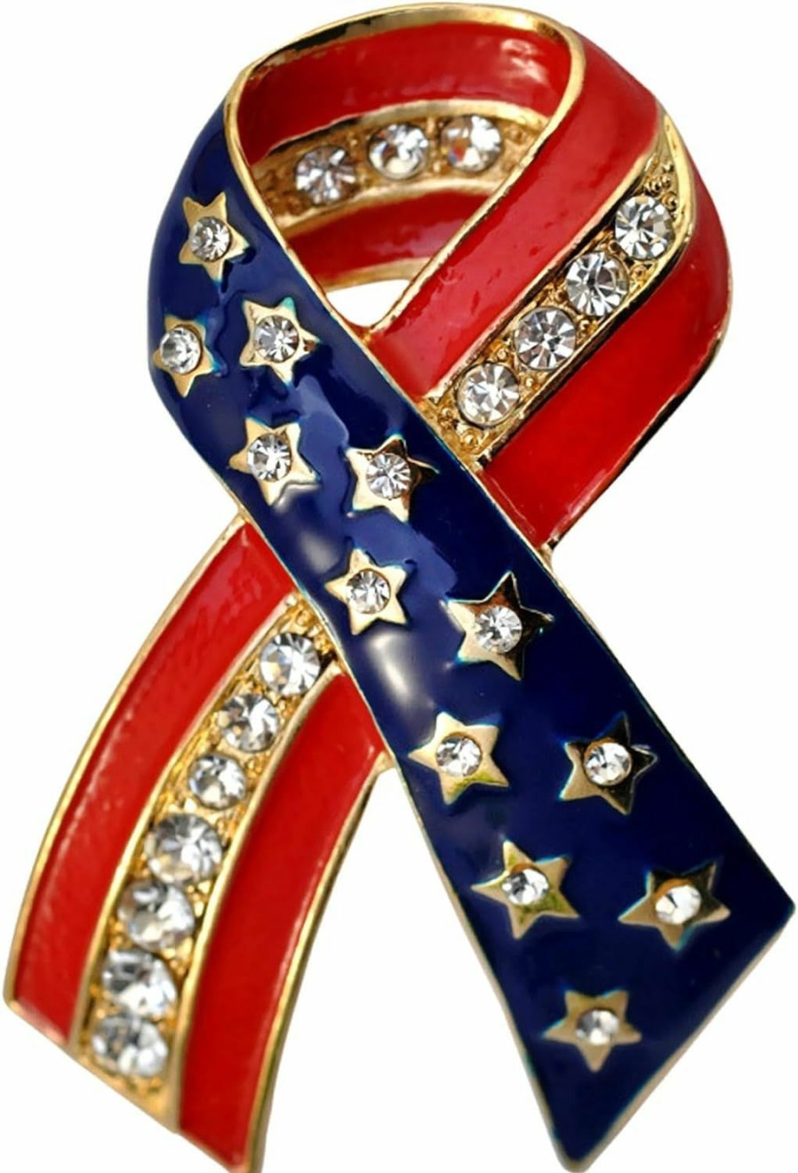 Gyn&Joy Gyn&Joy Crystal American Flag Brooch Pin Clearance