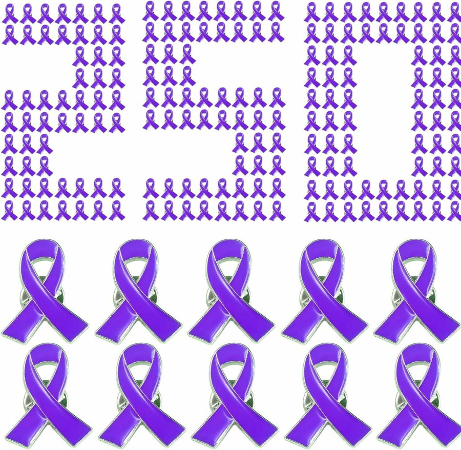 Alodidae 250 Pcs Purple Ribbon Pins Alzheimers Domestic Violence Awareness Pin Decorations Pancreatic Cancer Lupus Awareness Products Accessories New