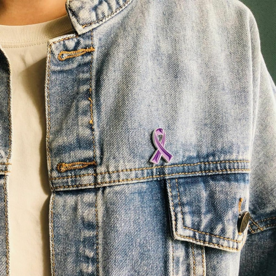 Alodidae 250 Pcs Purple Ribbon Pins Alzheimers Domestic Violence Awareness Pin Decorations Pancreatic Cancer Lupus Awareness Products Accessories New