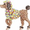 Jana Winkle Sparkling Rhinestone Poodle Dog Brooches Women Christmas Animal Brooch Pins Hot