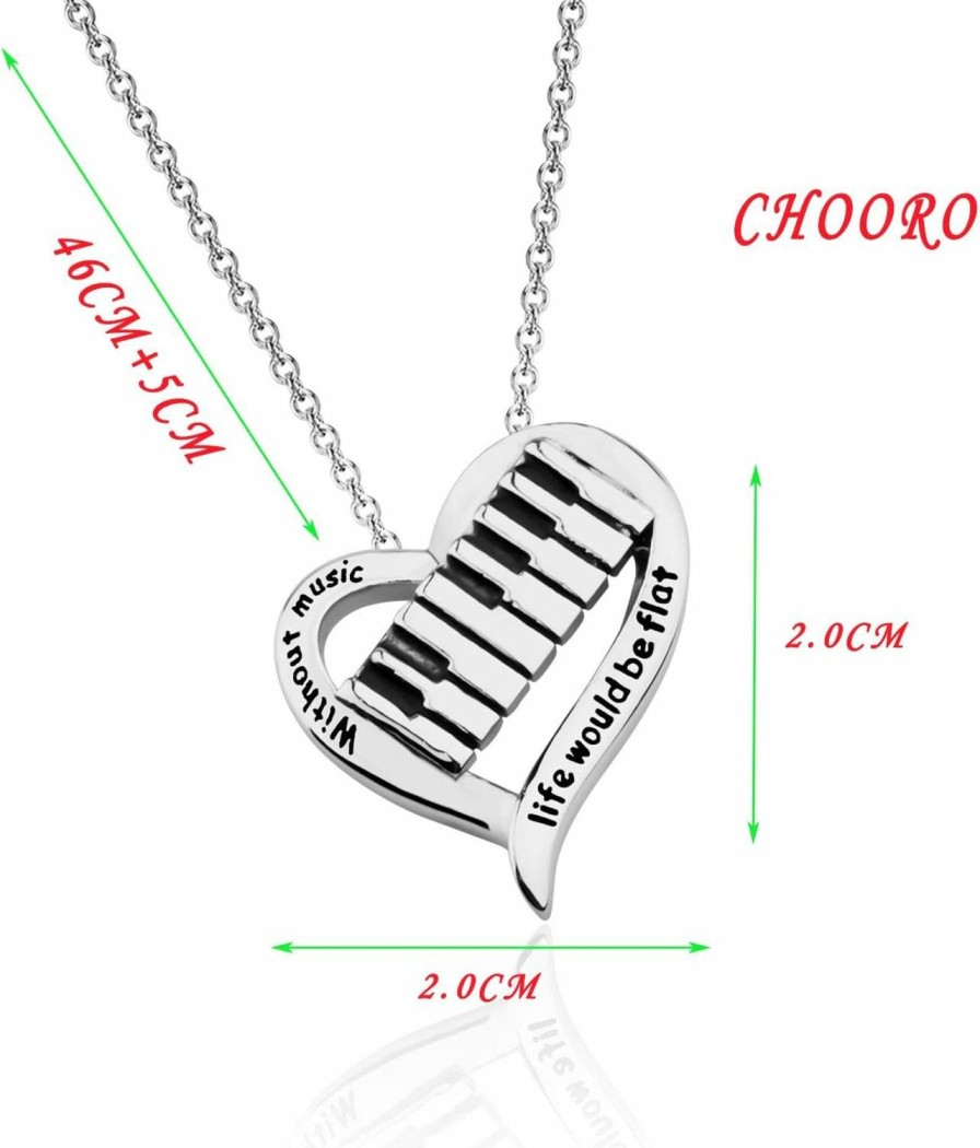 CHOORO Chooro Piano Lover Gift Music Lover Necklace Without Music Life Would Be Flat Pianist Gift Piano Recital Gift Piano Students Jewelry Online