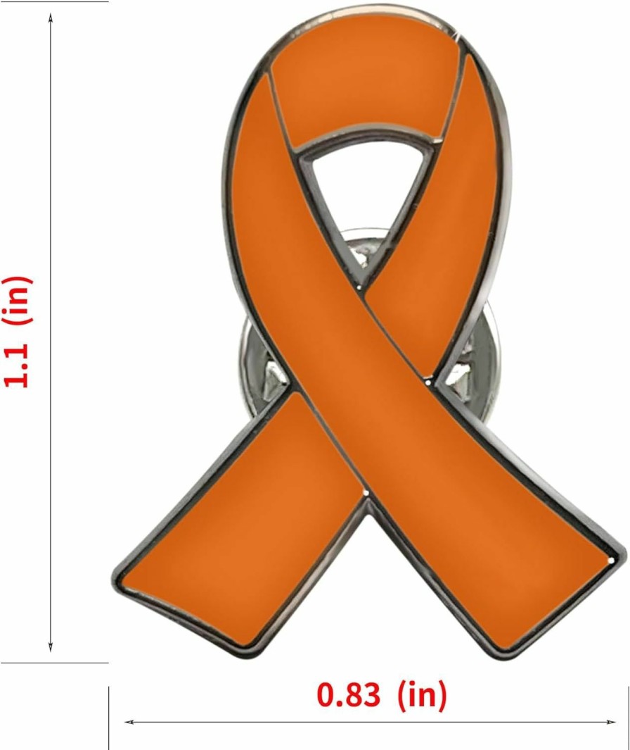 Joixy Lot 25/50/100/Pcs Orange Ribbon Pin Leukemia Kidney Cancer Multiple Sclerosis Awareness Hope Brooch Pins Lapel Pin Bulk Raise Awareness Charity Fundraiser Supplies Hot