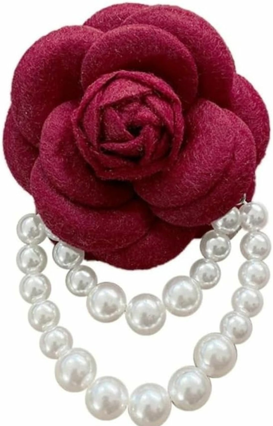 pologmase Fabric Camellia Flower Brooch Pins For Women Camellia Pearl Tassel Brooch Lapel Pins Corsage Wedding Brooches Clothes Dress Coat Accessories Jewelry Gift Best