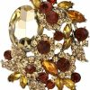 EVER FAITH Ever Faith Rhinestone Crystal Party Flower Leaf Vine Brooch New