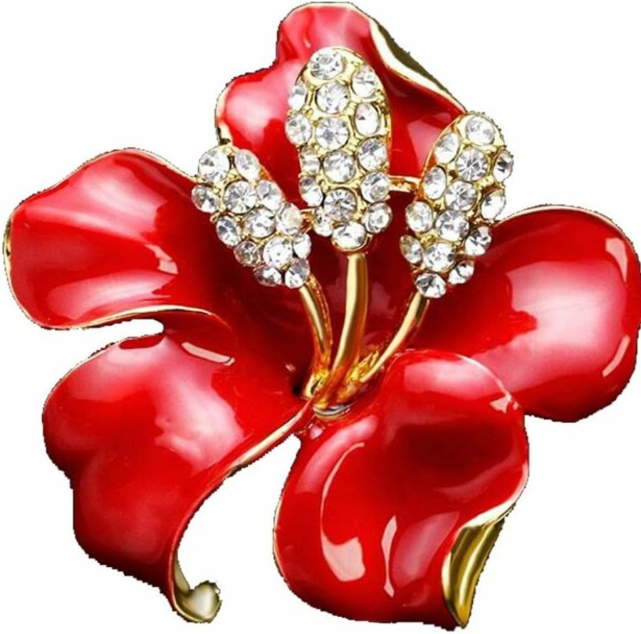 AILUOR Elegant Enamel Plum Blossom Flower Brooch Pin, Ailuor Fashion Gold Plated Pearls Floral Brooch Lapel Pin For Women Girl Bridal Wedding Corsage Jewelry Gifts Online