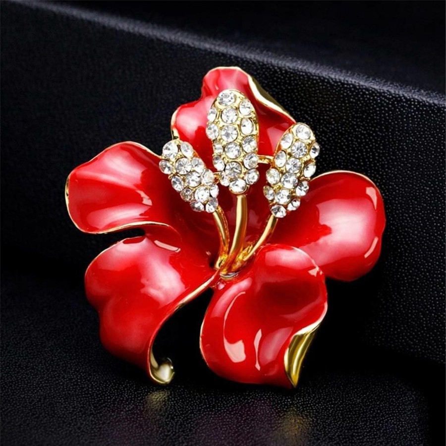 AILUOR Elegant Enamel Plum Blossom Flower Brooch Pin, Ailuor Fashion Gold Plated Pearls Floral Brooch Lapel Pin For Women Girl Bridal Wedding Corsage Jewelry Gifts Online