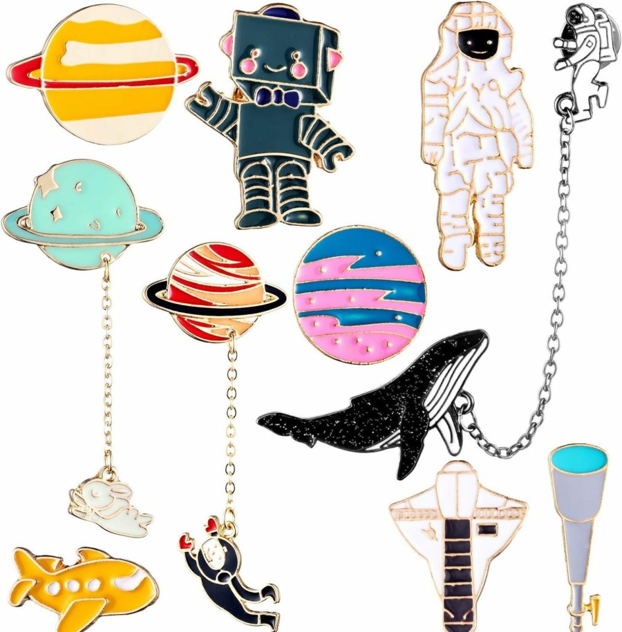 Gejoy Gejoy 10 Pieces Space Pin Set Cartoon Lapel Brooch Space Badge Pin For Clothes Bag Jacket Backpack Decoration Christmas Near Year Gift (Style Set 1) Clearance