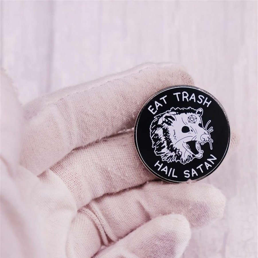 XKYDYF Eat Trash Hail Satan Enamel Laple Pin Opossum Brooch Yelling Animal Possums Meme Badge Backpack Denim Hat Pins Halloween Jewelry Gift For Friends Clearance