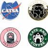 New extension Cute Cat Enamel Pins Cartoon Creative Cat Planet Coffee Paw Black Cat Brooch Pins Cats Club Pins For Jackets Backpack Jeans Shirt Lapel Badges Best