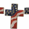 Novel Merk 3-Piece Cross Patriotic American Flag Stars & Stripes Lapel Pin Or Hat Pin & Tie Tack Set With Clutch Back By Novel Merk Online