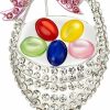 Andober Crystal Basket Colorful Easter Egg Brooch Pin With Pink Bow Rhinestones Hot