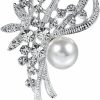 GUMEGE Rhinestone Flower Brooches Vintage Pearl Brooch Corsage Crystal Pin For Women Weddings Banquet Brooch Pins Jewelry Gifts Wholesale