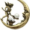 Q&Q Fashion Q&Q Fashion Antique Tribal Angel Fairy Feeding Moon Cresent Simulated - Pearl Baroque Lapel Brooch Pin Clearance