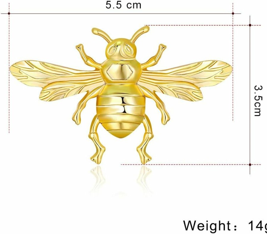 Generic Honey Bee Brooch Lapel Pins For Women 24K Gold Bee Pins Fashion Gift For Birthday Dating Party Anniversary Clearance