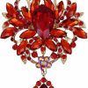 LAXPICOL Laxpicol Wedding Bridal Big Brown Crystal Rhinestone Bouquet Brooch Pin For Women Golden Tone Best