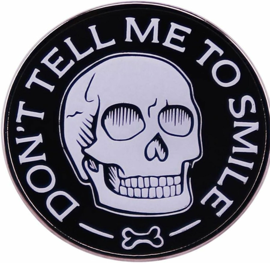 LATINDAY Latinday Don'T Tell Me To Smile Feminist Skull Enamel Pin Brooch Backpack Decorative Clothes Lapel Badges Creative Jewelry Brooch For Friends Women Clearance