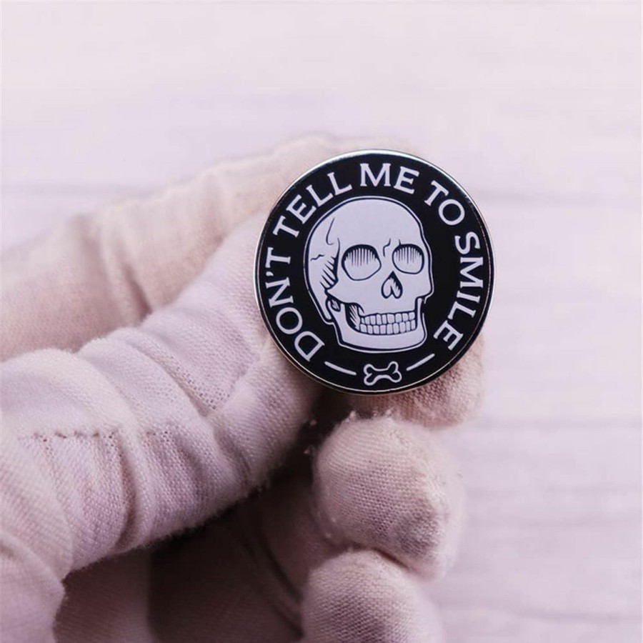 LATINDAY Latinday Don'T Tell Me To Smile Feminist Skull Enamel Pin Brooch Backpack Decorative Clothes Lapel Badges Creative Jewelry Brooch For Friends Women Clearance