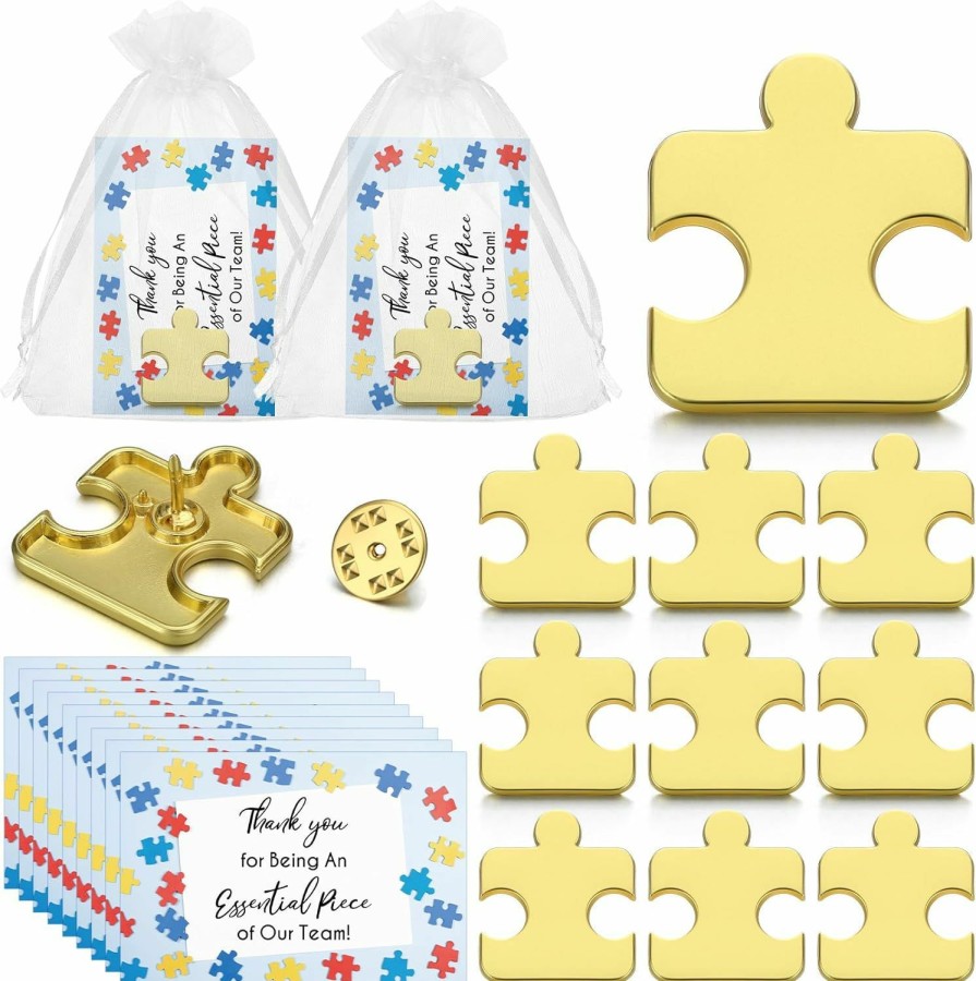 Hotop Hotop Employee Appreciation Gifts Include Gold Puzzle Piece Pins,Thank You Cards,Organza Bags For Coworkers Teams Teachers Hot