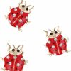 MLEPUS 3 Pack Ladybug Brooch Pin Crystal Insect Cute Animal Enamel Lapel Safety Pin Fashion Ladies Jewelry Gift Wholesale