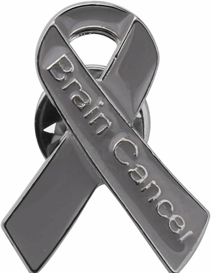 CENWA Brain Cancer Awareness Pin Gray Grey Ribbon Brain Cancer Survivor Jewelry Gray Awareness Ribbon Pins Clearance