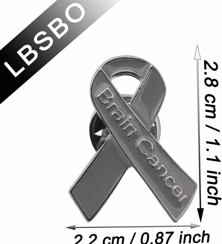 CENWA Brain Cancer Awareness Pin Gray Grey Ribbon Brain Cancer Survivor Jewelry Gray Awareness Ribbon Pins Clearance