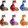 Generic Golden Strawberry 6 Pcs Fox Brooch Pins Elegant Enamel Rhinestone Crystal Color Animal Brooches Pin Fashion Set For Women Wholesale