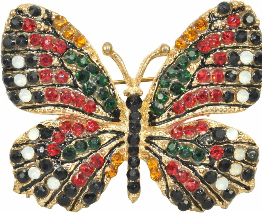 Gyn&Joy Gyn&Joy Multi-Color Crystal Rhinestone Winged Butterfly Pin Brooch Bz030 Wholesale