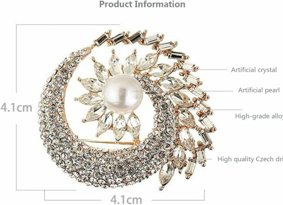 GUMEGE Rhinestone Flower Brooch Pin With Pearl Flower Crystal Pins Brooches For Women'S Clothing Wedding Banquet Party Brooch Simple Pin New