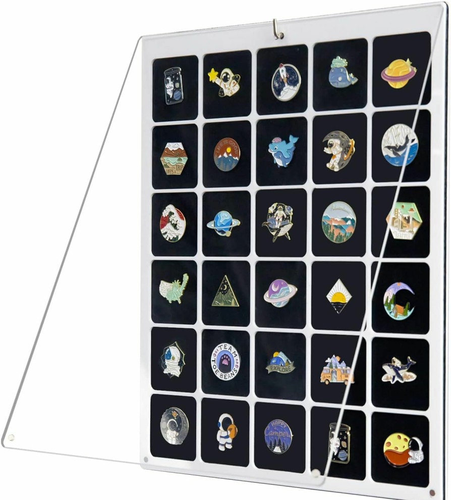 HIIMIEI Hiimiei Clear Acrylic Pin Collection Display Organizer, Dust-Free Table Top & Wall Pin Display Holder Board For Enamel Pin, Jewelry Pins, Pin Gift, Pin Enthusiast, Pokemon Badges (11X14, 30 Grids) Online