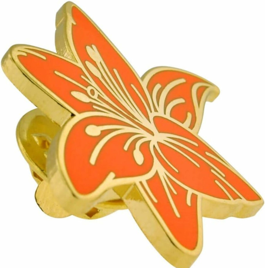 Amazon Pinmart'S Orange Tiger Lily Flower Boutonniere Trendy Enamel Lapel Pin New