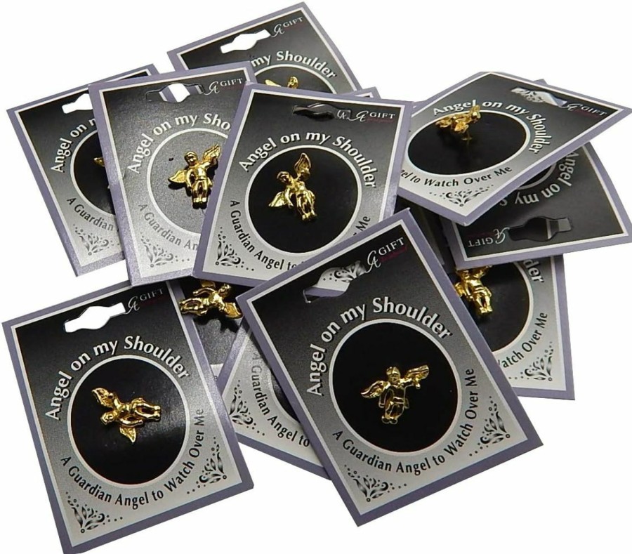 CAG Bulk Set Of Twelve Guardian Angel Pins On My Shoulder - Angel Lapel Pins - Inspirational 0.5\" Tac Pins Online