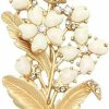 GUMEGE Lily Of The Valley Brooch Alloy Retro Crystal Brooch Clothing Scarf Bag Accessories Banquet Brooch Women Handmade Elegant Party Lapel Pin Corsage Safety Pin Women Girls Gift Clearance