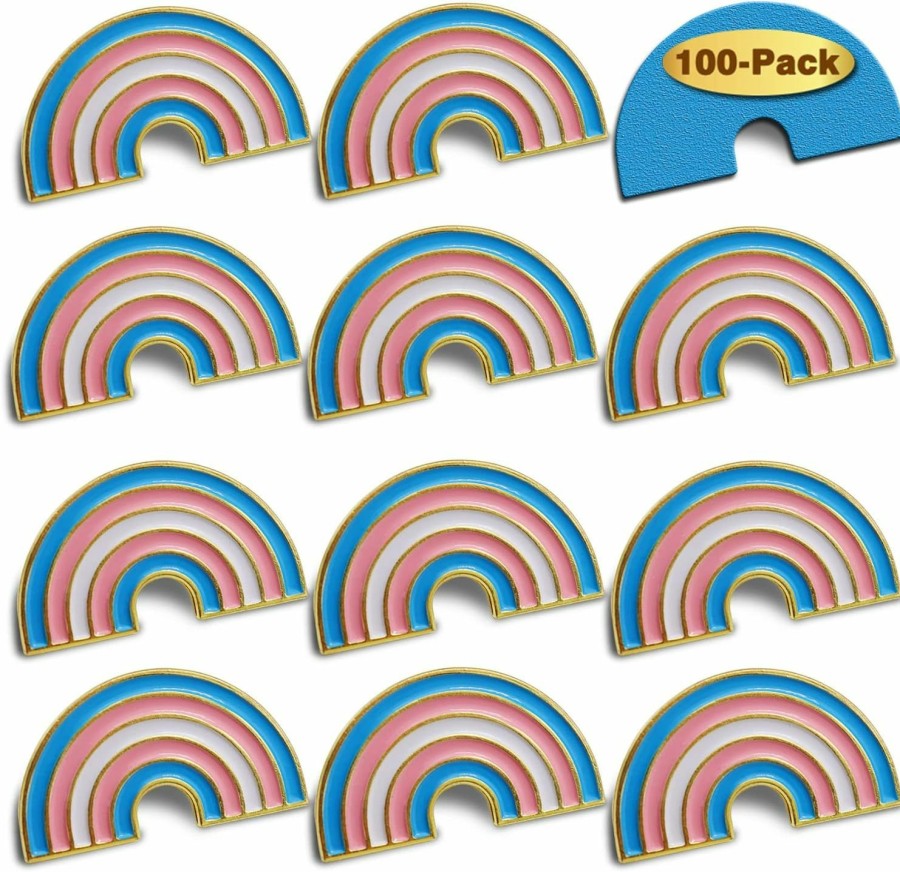 MIDLE Pack Of 6/12/50/100 Enamel Transgender Trans Pride Rainbow Lapel Pins Bulk-Supports Lgbt Progress Gay Brooch Badge For Men Women Clothes Bags Hats Hot