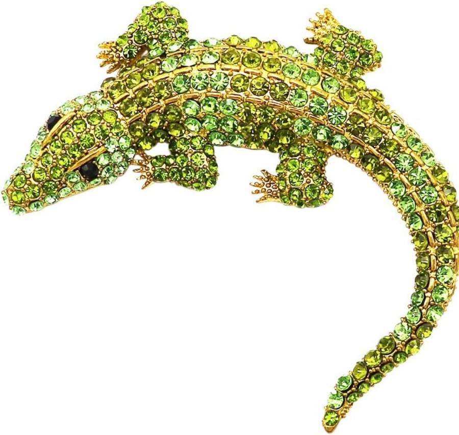 Rosemarie & Jubalee Rosemarie & Jubalee Women'S Stunning Gold Tone Statement Crystal Rhinestone Alligator Brooch, 4\" Online