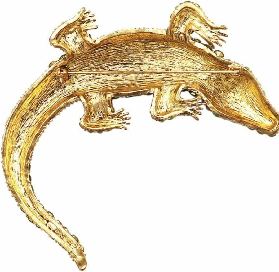 Rosemarie & Jubalee Rosemarie & Jubalee Women'S Stunning Gold Tone Statement Crystal Rhinestone Alligator Brooch, 4\" Online