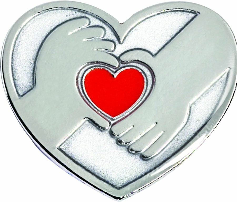 TCDesignerProducts Tcdesignerproducts Silver Hands/Red Heart Appreciation Award Pin, 12 Pins Wholesale