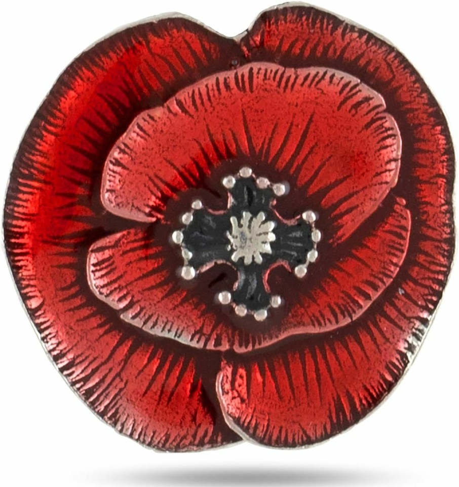 DANFORTH Danforth Remembrance Poppy Lapel Pin (Red) Handcrafted Pewter Lapel Pins For Women, 7/8", Made In Usa Clearance