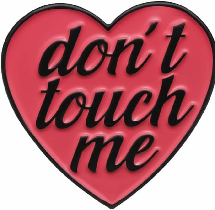 Pinposni Don'T Touch Me Red Heart-Shaped Enamel Pins Women'S Protection Metal Badge Brooch For Girls Best