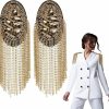 WEBEEDY Webeedy 2Pcs Metal Tassel Link Chain Epaulet Rhinestone Tassel Shoulder Epaulet Beaded Crystal Shoulder Boards Badge Brooch Pins Punk Epaulettes For Men Women Uniform Accessories (Gold) Online