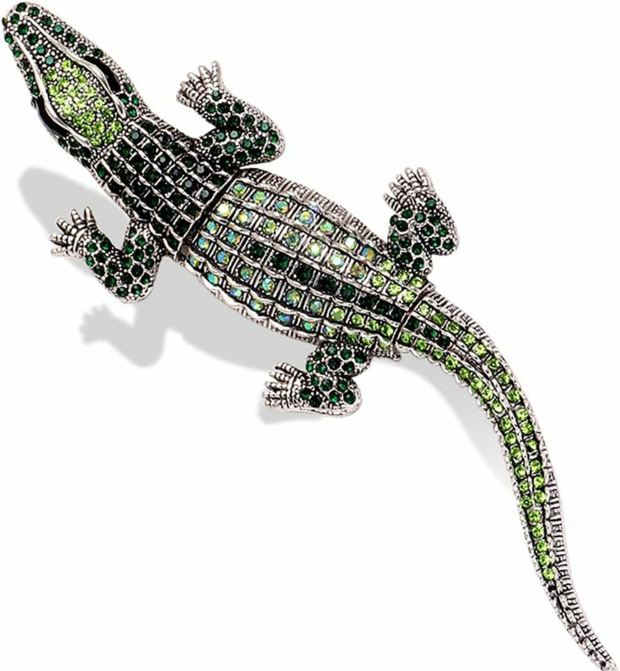 FUTIMELY Premium Crocodile Brooch Colourful Crystal Rhinestone Crocodile Alligator Brooch Pin Personality Animal Lapel Backpack Badge Hat Bag Decoration Accessories For Men And Women Wholesale