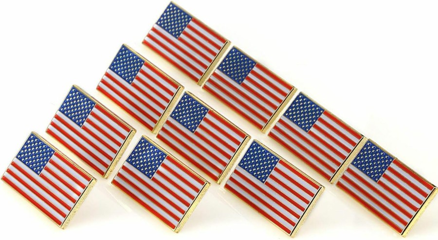 TONOS Exquisite American Flag Lapel Pin 10 Pack -The Stars And Stripes Flag Pins, Solid Metal Us Flag Lapel Pin For Memorial Day, Flag Day, Independence Day, Veterans Day New