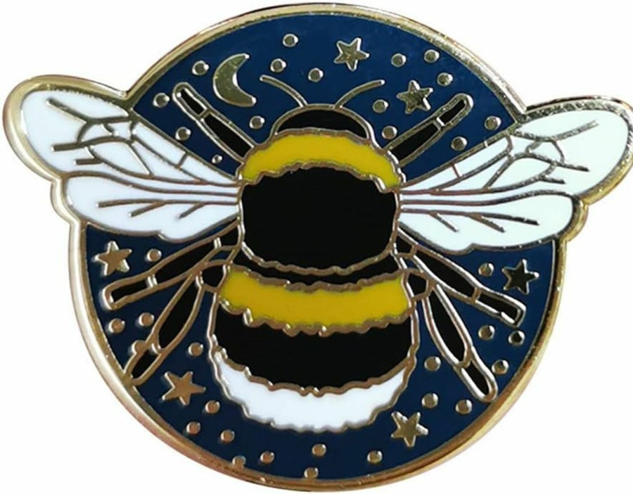 QUREZA Bumblebee Badge Star And Moon Brooch Artist Shiny Jewelry Art Student Graduation Souvenir Gift Star Bee Brooch Drip Oil Painted Enamel Pin Suitable For Hat Jacket Canvas Bag Best