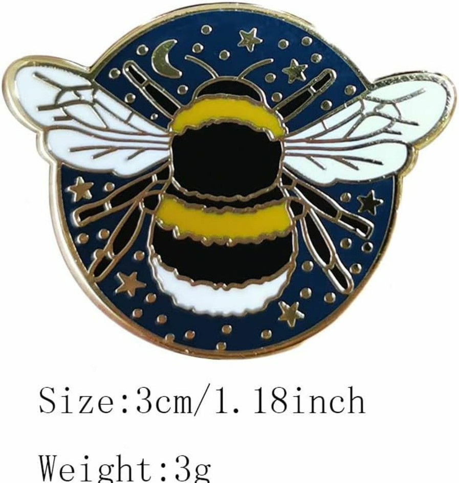 QUREZA Bumblebee Badge Star And Moon Brooch Artist Shiny Jewelry Art Student Graduation Souvenir Gift Star Bee Brooch Drip Oil Painted Enamel Pin Suitable For Hat Jacket Canvas Bag Best