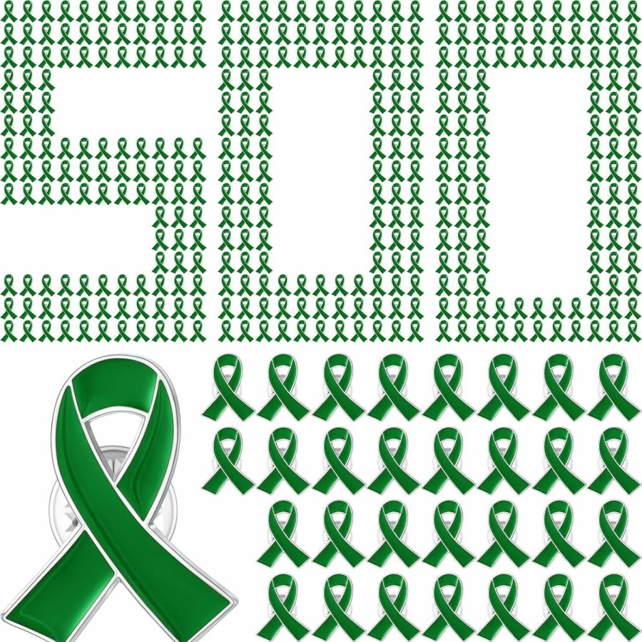 XunYee Mental Health Awareness Ribbon Lapel Pin Green Ribbon Mental Pins Liver Cancer Kidney Disease Awareness Brooch With Individual Packed For Public Charity Fundraiser Events Supplies Gifts New