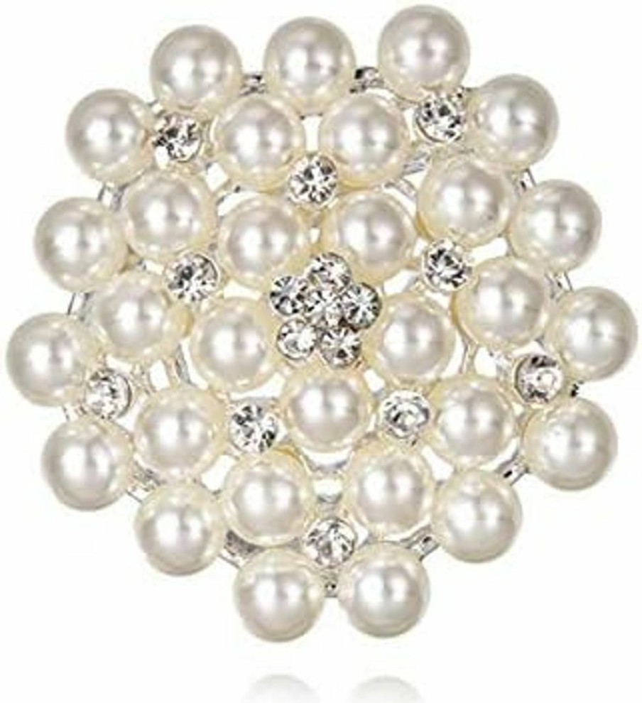 COLORFUL BLING Colorful Bling Elegant Imitation Pearl Floral Crystal Brooch Pin For Wedding Bridal Fashion Jewelry Best