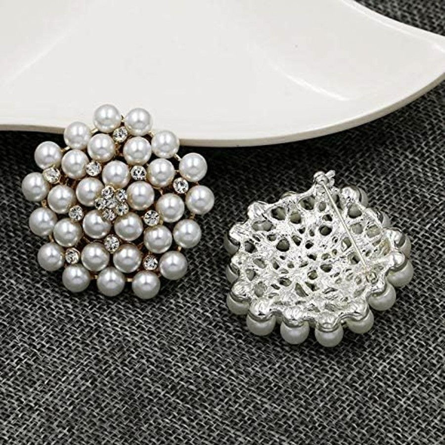 COLORFUL BLING Colorful Bling Elegant Imitation Pearl Floral Crystal Brooch Pin For Wedding Bridal Fashion Jewelry Best