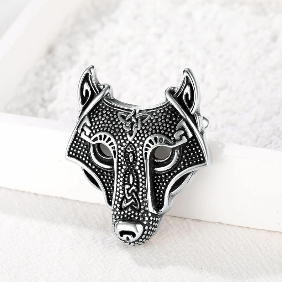 U7 U7 Gothic Skull Brooches Pin For Halloween Men Women Stainless Steel Silver Black Viking Rune/Wolf Head/Deer/Spider Animal Gothic Brooch Scarf Dress Lapel Pins Hot