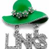 Youngsome Personality Green Enamel Metal Hat Pendant Hanging Links Rhinestone Jewelry Brooch The Links Incorporated Society Wholesale