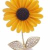 ZXCVWWE Yellow Sunflower Brooch For Women Lady Rhinestone Plant Flower Brooch Clothes Collar Dress Scarf Decoration Lapel Pin Jewelry Best